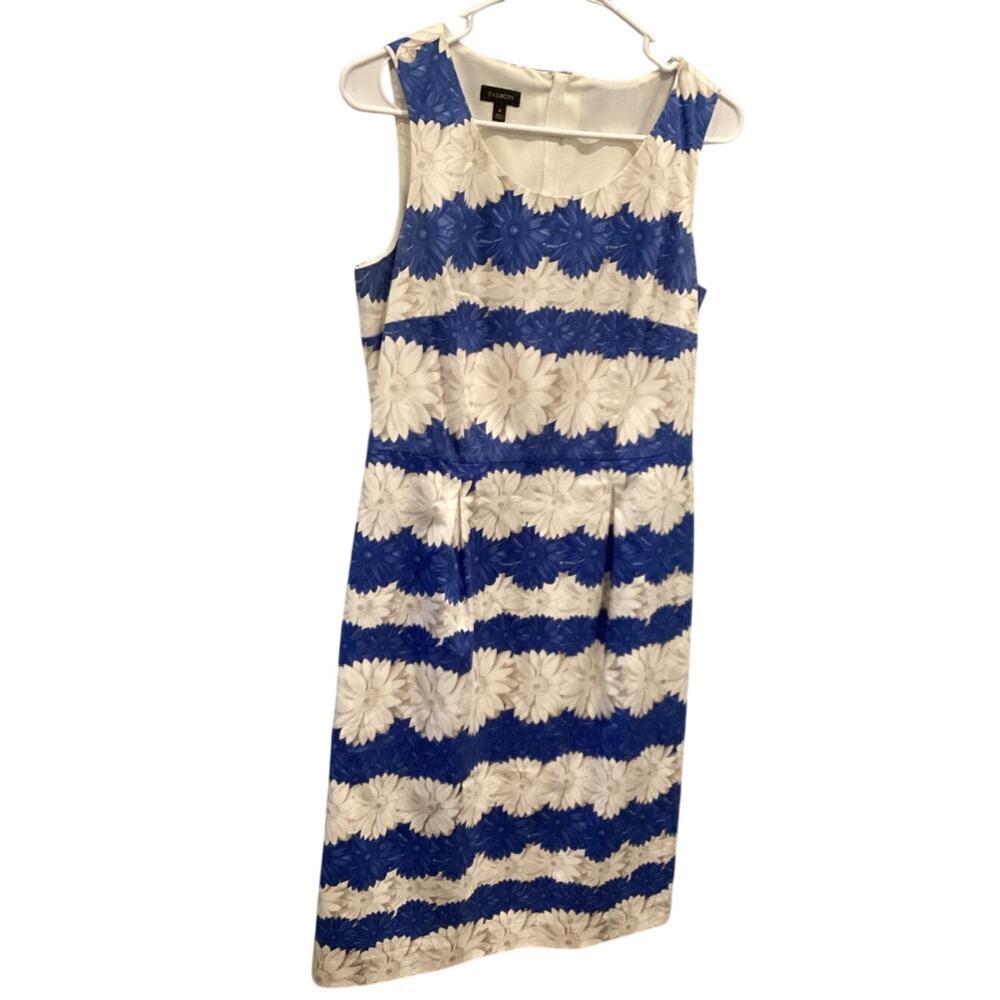 Talbots Womens Sleeveless Dress Size 4‎ White Blue Floral Classic Spring Career